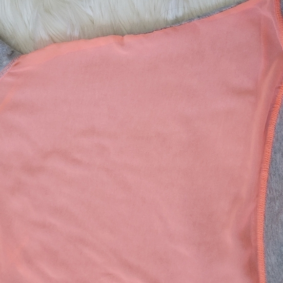 Maurices mixed material heather gray and hot coral colored sheer back tee - Picture 12 of 15